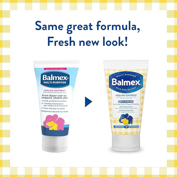 Balmex Multi-Purpose Healing Ointment & Skin Protectant for Diaper Rash and Chafing, with Petrolatum, 7 Moisturizers and Vitamins A&D, Pediatrician Recommended and Paraben-Free, 3.5oz (Pack of 2)