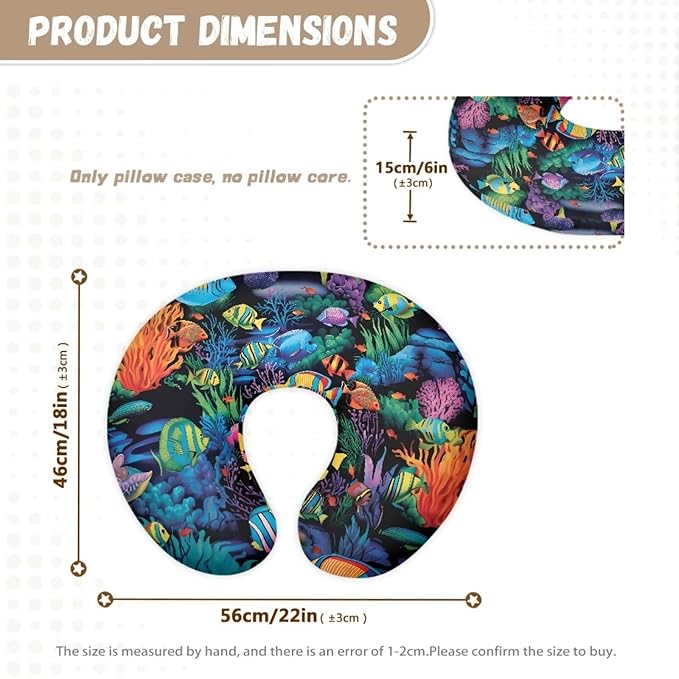 Underwater World Nursing Pillow Covers Slipcovers for Breastfeeding Moms, Ultra Soft Breathable Feeding Pillow Slipcover for Baby Boy Girl