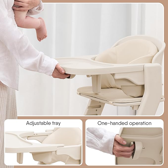 Obee Odee Full-Body Washable Baby High Chair with Soft Cushion, Adjustable for 6 Months to 220 Lb - Multifunctional and Convertible High Chairs for Babies and Toddlers -Portable and Easy Operation