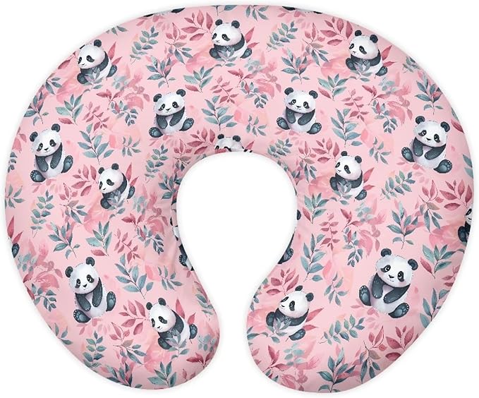 Panda Nursing Pillow Covers with Love Heart Printed for Newborn Breastfeeding Pillow Slipcover for Nursing Pillow U-Shaped Soft and Skin-Friendly Hidden Zipper Design