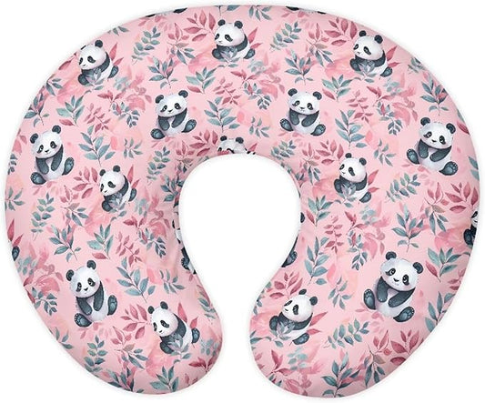 Panda Nursing Pillow Covers with Love Heart Printed for Newborn Breastfeeding Pillow Slipcover for Nursing Pillow U-Shaped Soft and Skin-Friendly Hidden Zipper Design