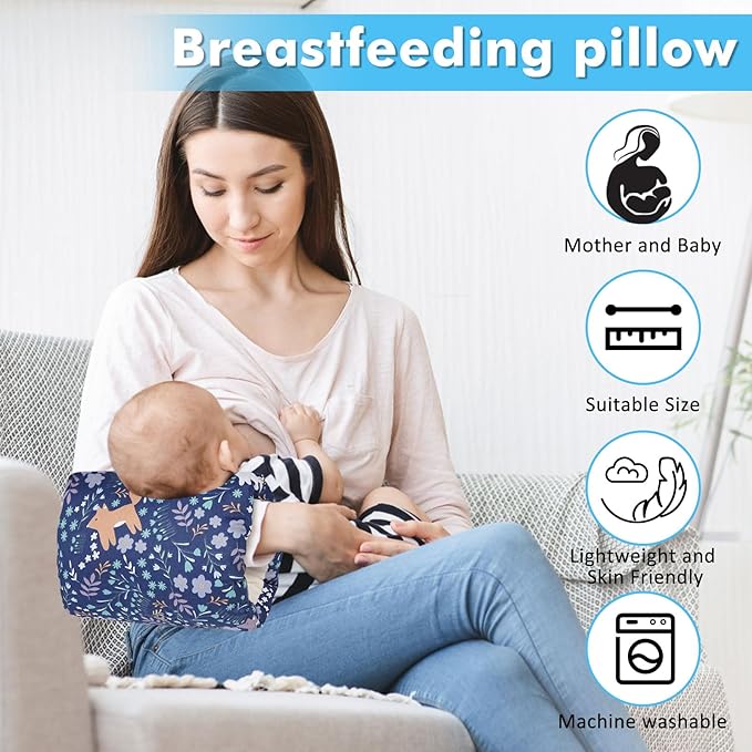 Baby Feeding Arm Pillow,Nursing Arm Pillows for Breastfeeding，Soft Cotton for Newborn, More Support for Mom and Baby,Portable and Washable,Ergonomic Nursing Essentials（Blue Fox）