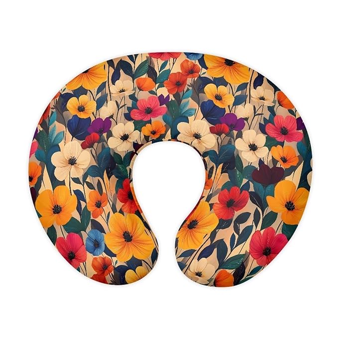 Colorful Flower Nursing Pillow Case for Newborn Baby Boy and Girl, Wild Flowers Feeding Pillow Slipcover, Floral Field Washable & Breathable Nursing Pillow Cover