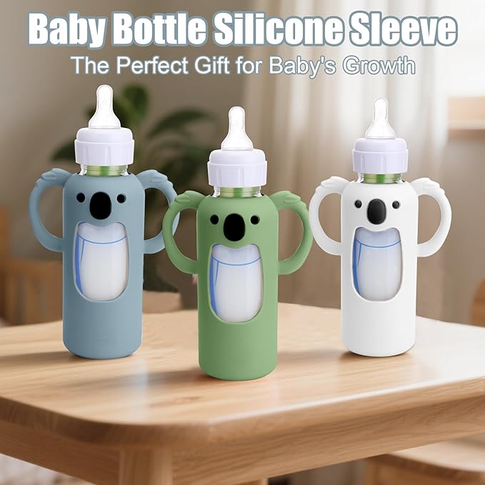 3 Pack Silicone Sleeves for Dr. Brown's Glass Bottles 8 OZ - Anti Breakage Baby Bottle Holder, Compatible with Dr. Brown's Glass Bottles for Babies with Handle (Other Products Cannot be adapted)