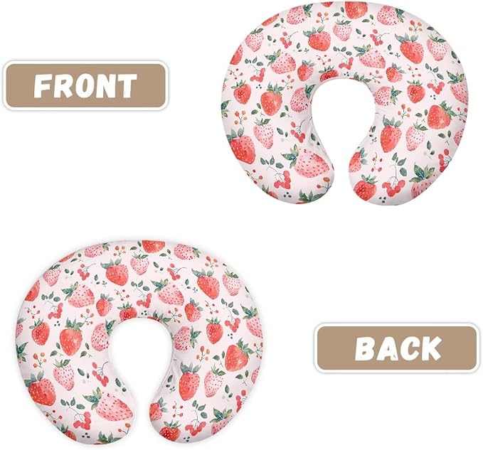 Nursing Pillow for Baby Girl，Nursing Pillow Cover Stretchy，Soft Fabric Fits Snug On Infant, Washable & Breathable，Fits The Original Support for Breastfeeding Strawberries Cherry