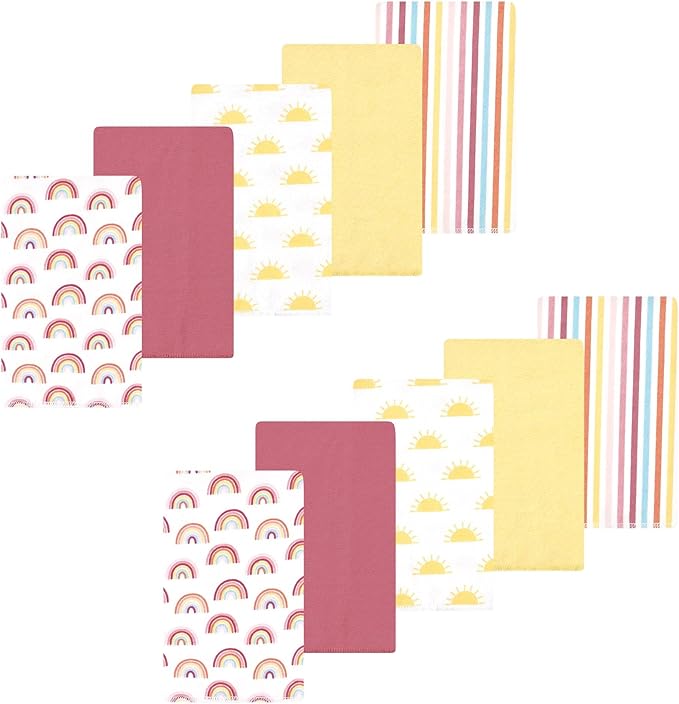 Luvable Friends Hudson Baby Flannel Burp Cloths 10pk, Sunny Sky