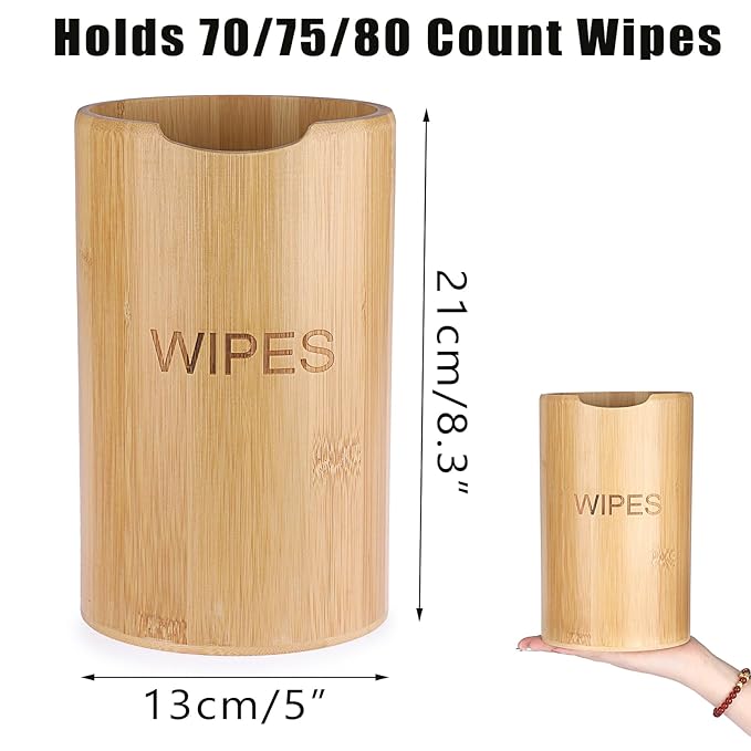 Kokone Bamboo Wipes Dispenser Compatible for Clorox Lysol, Farmhouse Wipes Canister Holder Cleaning Wipe Dispenser Container, Decorative Bamboo Wipes Dispenser Keeper for Kitchen Bathroom Office