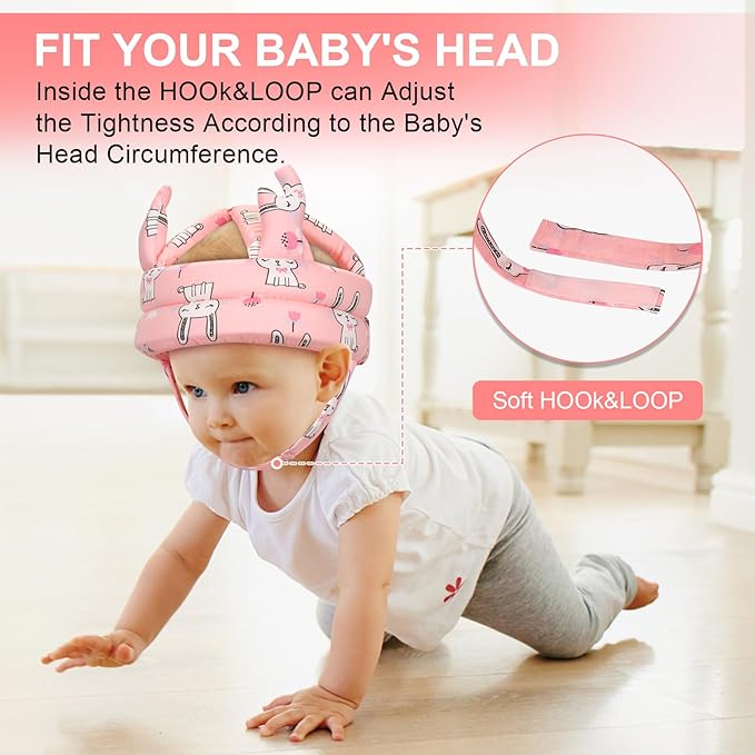 Accmor Baby Head Protector for Crawling Walking, Cute Baby Helmet Adjustable Infant Safety Cap, Breathable Protective Cap Kids Headguard Soft Cushion, Anti-Collision Toddler Helmets for 6m-24m Girls
