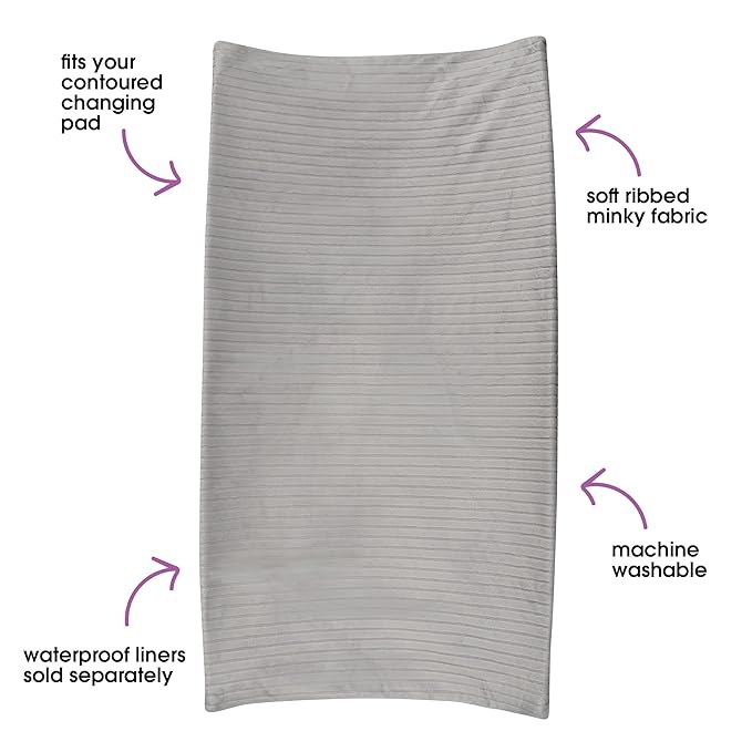 Boppy Changing Pad Cover, Gray Ribbed Minky