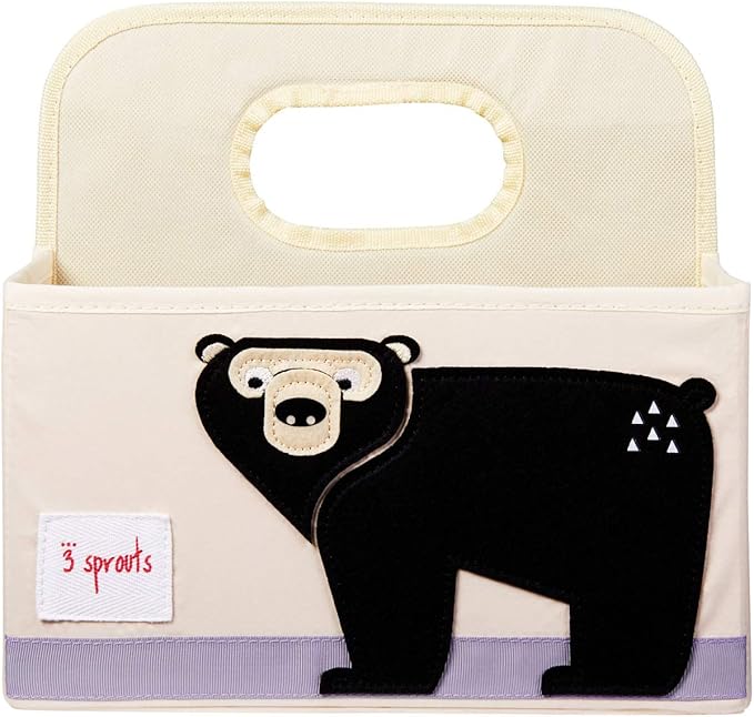 3 Sprouts Baby Diaper Caddy, Organizer Basket for Nursery, Bear