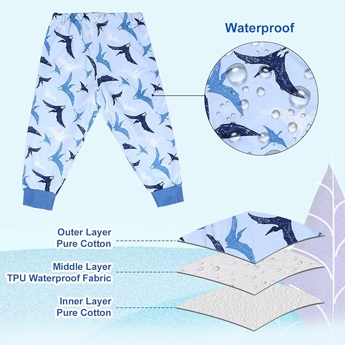 MOEMOE BABY Waterproof Diaper Pants for Potty Training 2 Packs Nighttime Diaper Short for Toddler Boys and Girls