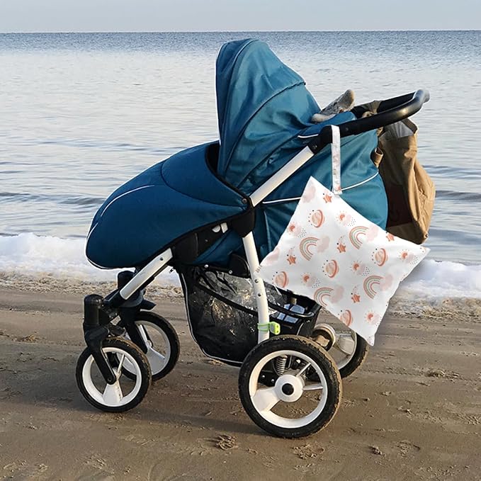 Wet Bag for Baby Swimsuit Kids Wet Dry Bag for Breast Pump Parts Diaper Bag Toiletries Daycare Organizer Beach Vacation Essentials Rainbow Star Waterproof Travel Laundry Bags