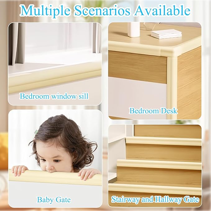ZOMPAGO Baby Proofing Edge Protector,4 Corner Guards Foam L-Shape Self-Adhesive Corner Guards,Baby Crib Bumper Pad,Wall & Corner Protector Baby,Foam Corner Protectors for Nursery Kitchen Fireplace