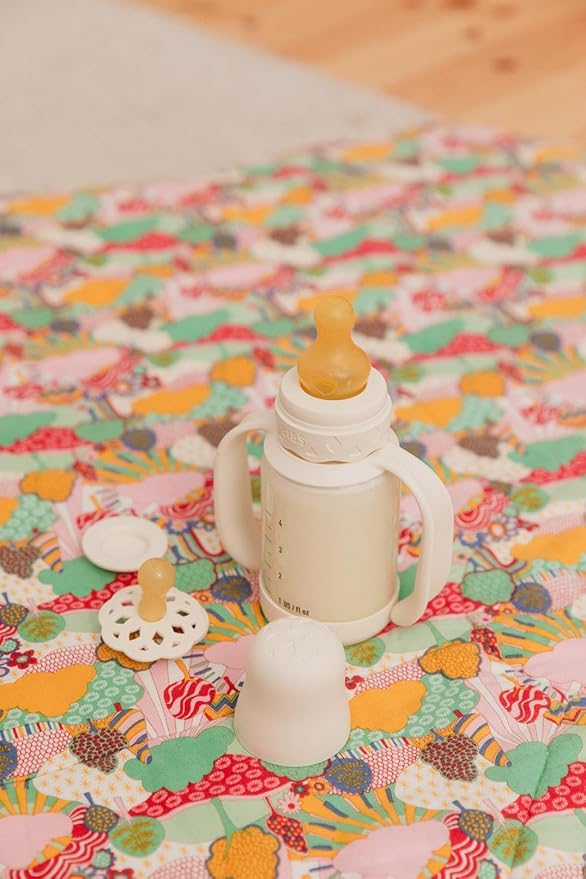 BIBS Baby Glass Bottle. 4 US fl oz / 120 ml. Anti-Colic. Vented Round Natural Rubber Latex Nipple. Supports Natural Breastfeeding, Slow Flow, Complete Set - Ivory