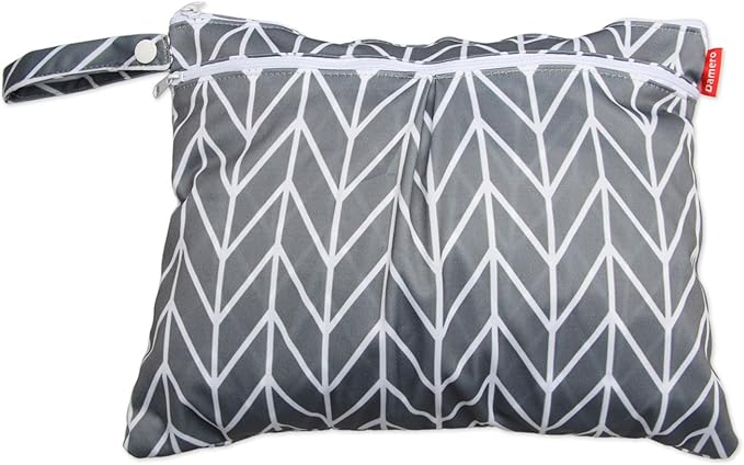 Damero 3pcs Travel Wet and Dry Bag with Handle for Cloth Diaper, Pumping Parts, Clothes, Swimsuit and More, Easy to Grab and Go, Gray Arrows