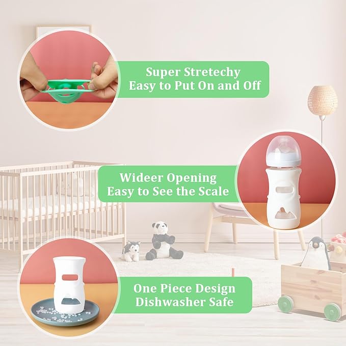 4 Pack Silicone Sleeves for Avent Natural Glass Baby Bottles, Baby Bottle Sleeves 8 oz Premium Food Grade Silicone Bottle Cover, Anti Breakage Baby Bottle Holder