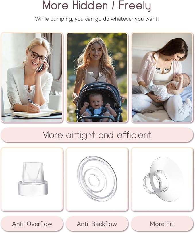 Wearable Breast Pump (ABP-1508PRO),4 Modes 12 Levels with LED Dispaly, Low Noise Painless Rechargeable Wireless Electrical (Pink 2PCS)