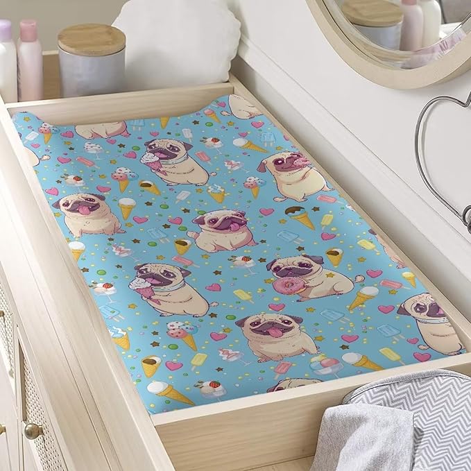 Dog Changing Pad Cover Waterproof Soft Diaper Changing Mat Cover for Baby Stretchy Lightweight Universal Tray Table Mat Fit 32"x16" Contoured Pad