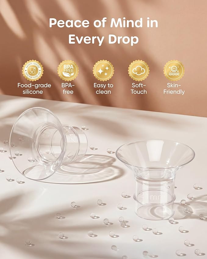 Nuliie 5-in-1 Flange Sizing Kit 13/14/15/16/17mm for 24mm Flange/Shield of Most Pumps, 10PCS Silicone Flange Inserts to Boost Pumping Efficiency & Comfort, BPA-Free Pump Essential for Moms