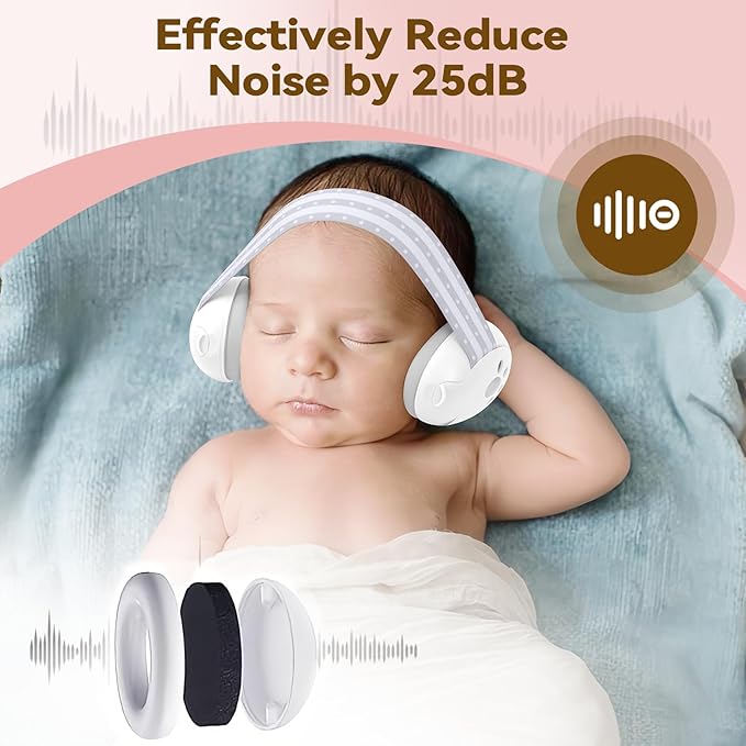 Baby Ear Muffs Noise Protection: 2-in-1 Baby Headphones for Noise, Protects Hearing for 0-48 Months Infants Toddler