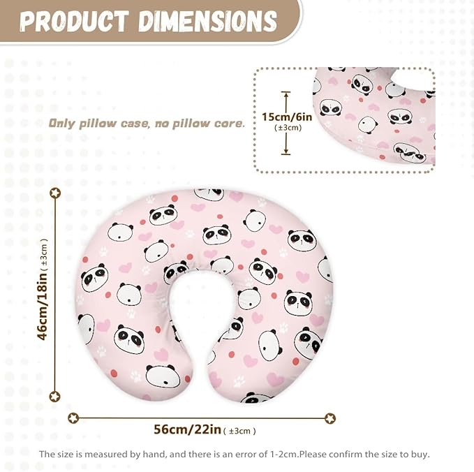 Panda Paw Heart Nursing Pillow Cover for Newborn U-Shaped Breastfeeding Pillow Slipcover Hidden Zipper Design Soft and Skin-Friendly