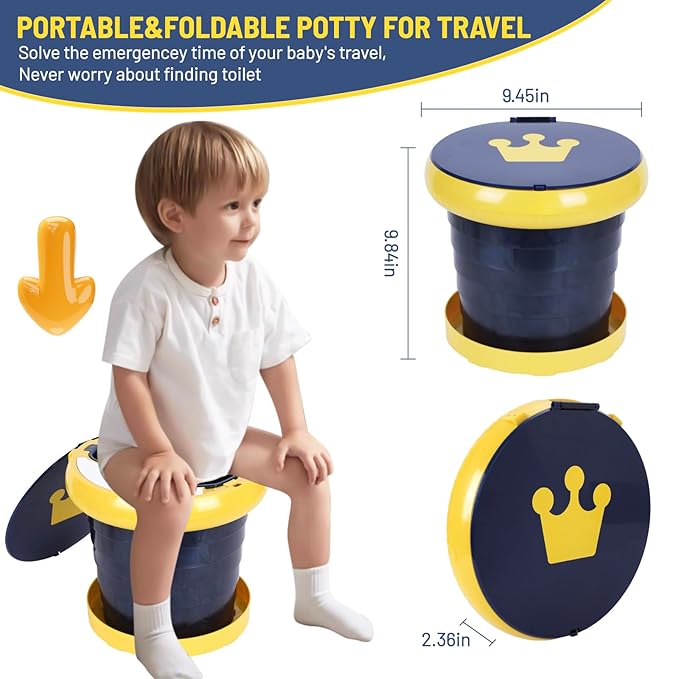 SunnySmile portable, foldable potty seat for toddler, Training Toilet Seat Emergency Toilet for Car, Camping, Outdoor, indoor (blue, large)