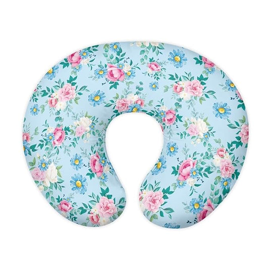 Blue and Pink Flower Breastfeeding Pillow Cover Cuddle Pillow Slipcover Detachable Nursing Pillow Protective Cas Baby Feeding Easy to Use and Dustptoof