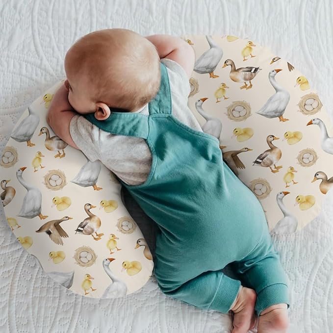 Watercolor Farm Birds Ducks Baby Nursing Pillow Covers for Boy Girl Cute Farm Animals Nursing Slipcovers for Breastfeeding Pillows Farmhouse Duckling Soft Stretchy Removable Cover for Newborn Infant