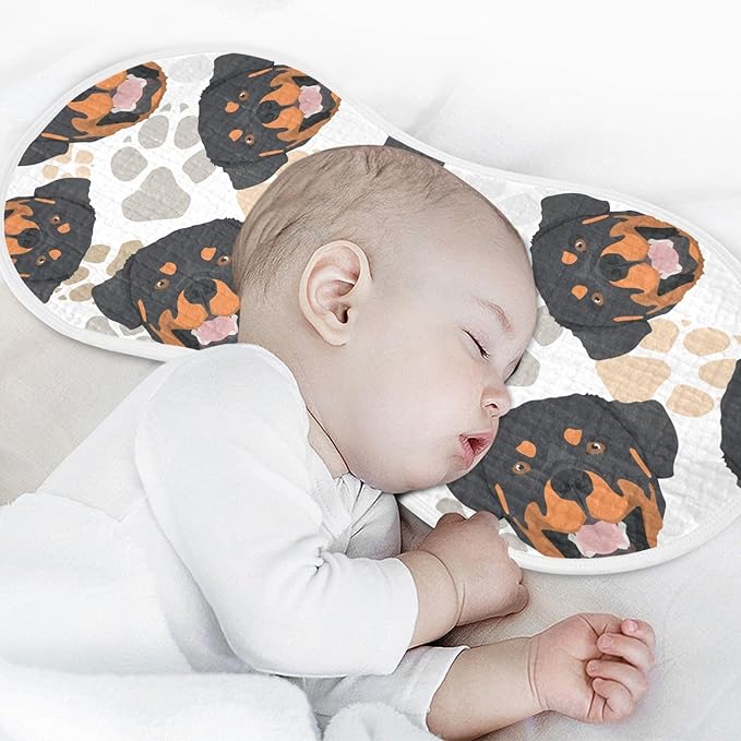 Muslin Burp Cloths for Baby Boys and Girls - 4-Pack Ultra Absorbent Rottweiler Dog Muslin Washcloths, Newborn Towel, Milk Spit Up Rags, Burp Cloth Bib for Unisex, 22 x 11 Inch