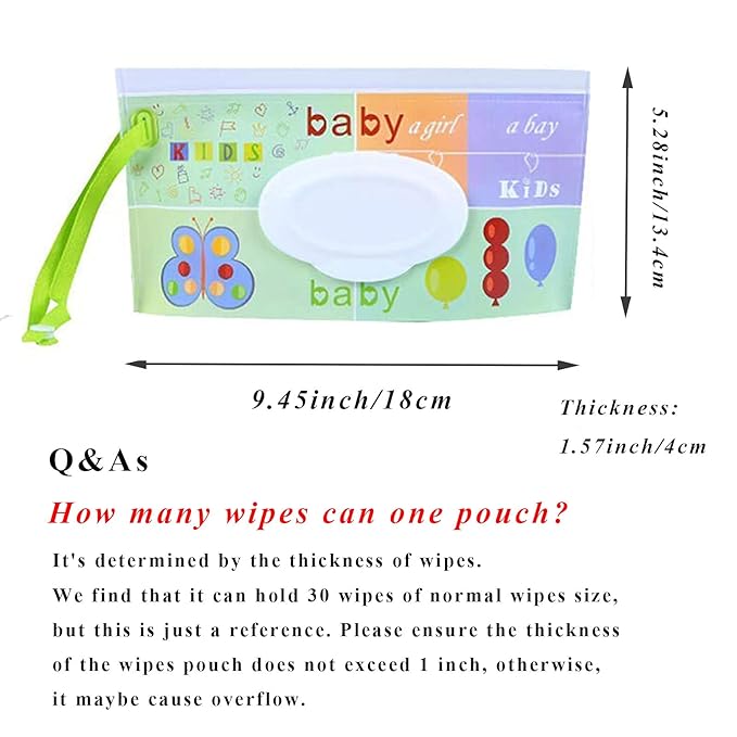 Baby Wipes Dispenser 4 Pack, Reusable Baby Wipe Holder, Refillable Baby Wipes Container Travel Wet Wipes Case Wipes Pouch for Baby Home Kitchen Office (Multicolor2)