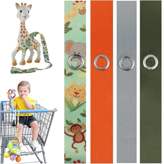 PBnJ baby Toy Saver Strap Holder Leash Secure Accessories Jungle/Gray/Orange/Olive - 4pc