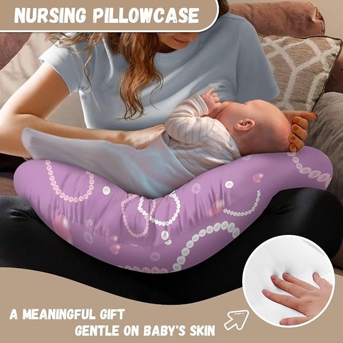 Heart Baby Nursing Pillow Cover, Breastfeeding Pillow Cover Boys Girls, Valentine Heart Nursing Pillow Case for Newborn, Soft Fabric Fits Snug On Infant