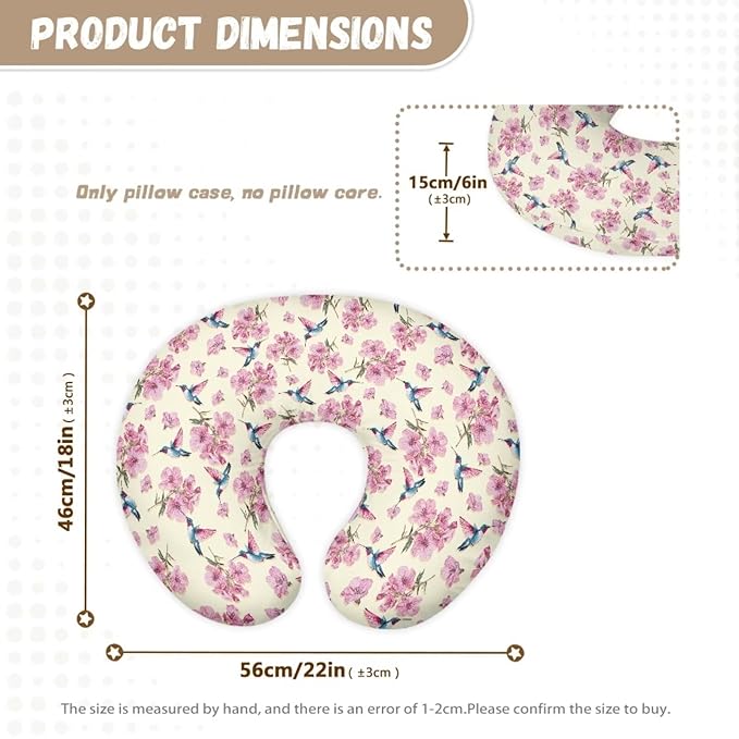 Nursing Pillow Cover for Baby Girl, Paw Print Breastfeeding Pillow Slipcover, Newborn Feeding Pillow Covers