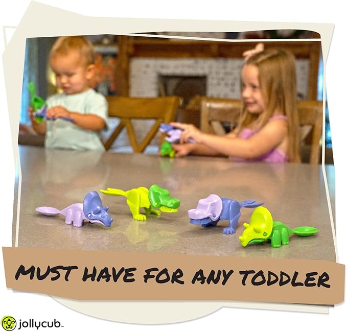 Jollycub® Interactive Toddler Utensils, Dino Chomperware™, Kids Silverware Set, BPA Free, Made in USA (Purple Fruits)