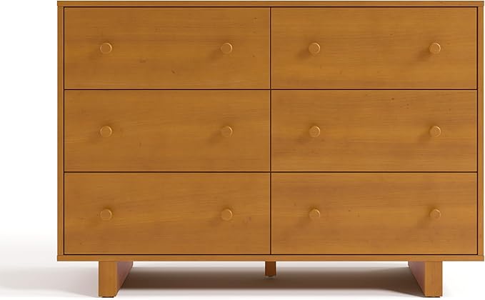 Storkcraft Texas 6 Drawer Dresser (Almond) – GREENGUARD Gold Certified Baby Dresser, Interlocking Drawer System for Nursery & Kids’ Bedroom, Brown Chest for Kids Bedroom, Nursery Storage