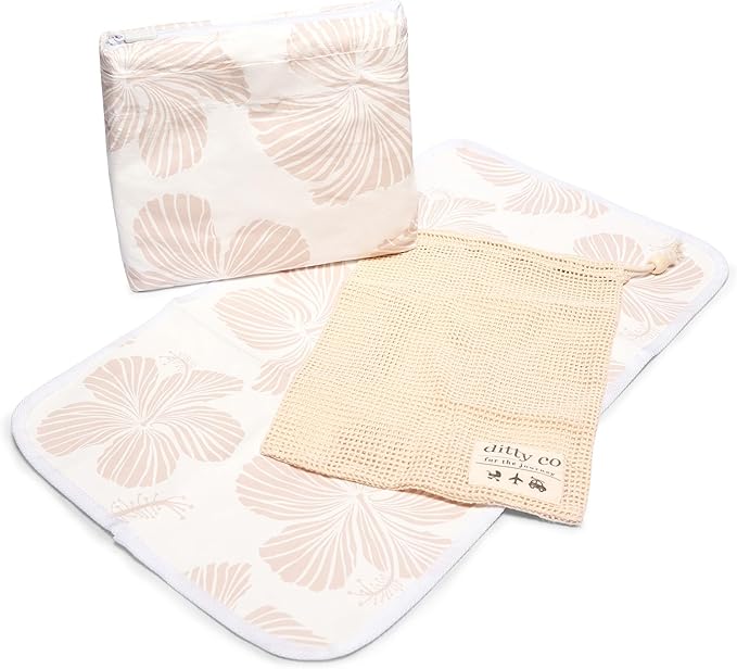 Ditty Co. Diaper Bag Pouch | Diaper Clutch with Portable Changing Pad | Lightweight, Splash-Proof Organizer Pouch | Wet Bag for Baby Travel Essentials | Easy to Clean | Aloha Print