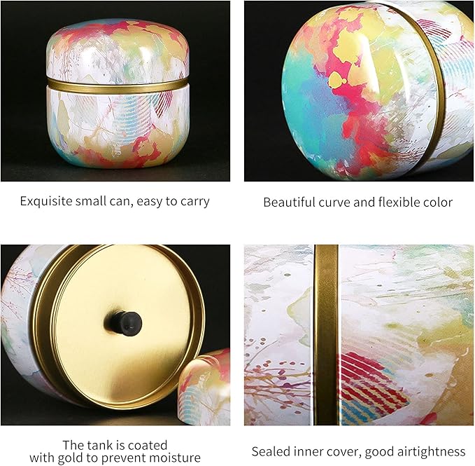 Topwon Body Powder Container with Powder Puff for Baby Women Talc Free Dusting Loose Powder Case Home Travel Powder Box (Colorful)