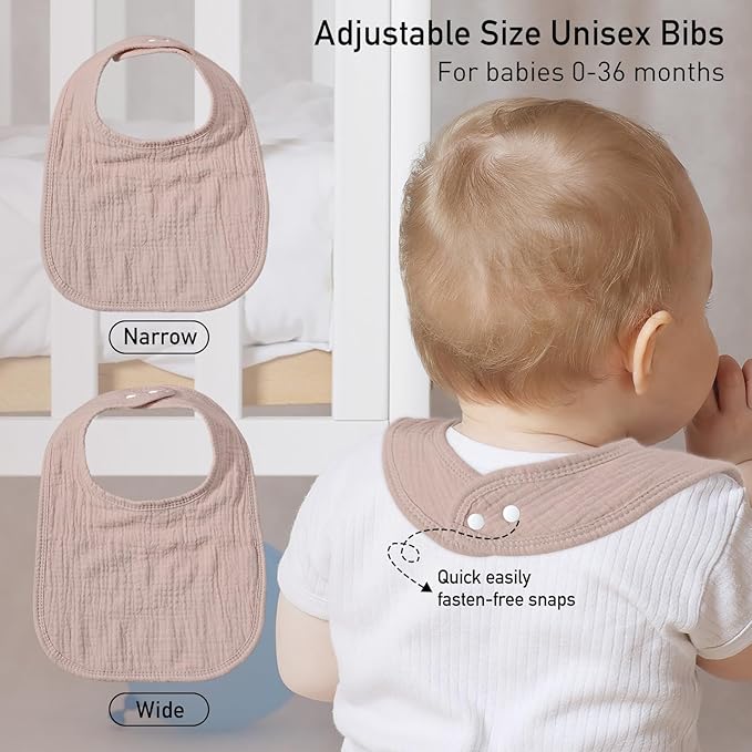 GLLQUEN BABY Muslin Drool Bibs for Boys Girls 6 Pack, Adjustable Baby Bibs for Drooling and Teething, Soft Cotton Baby Bandana Bib for Newborn Feeding Essentials (Autumn Flora)