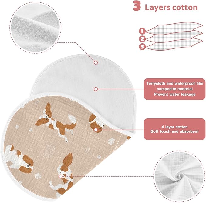 Yoga Cavalier King Charles Spaniel Dog Muslin Burp Cloths for Baby 2 Pack 100% Cotton Baby Washcloths Bibs for Boy Girl