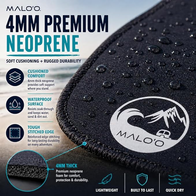 Malo’o Changing Mat – 4mm Neoprene Waterproof Surf Changing Mat, 36” x 30” Portable Wetsuit Changing Pad with Mesh Storage Bag, Quick-Dry Outdoor Mat for Beach, Camping, Van Life & Travel
