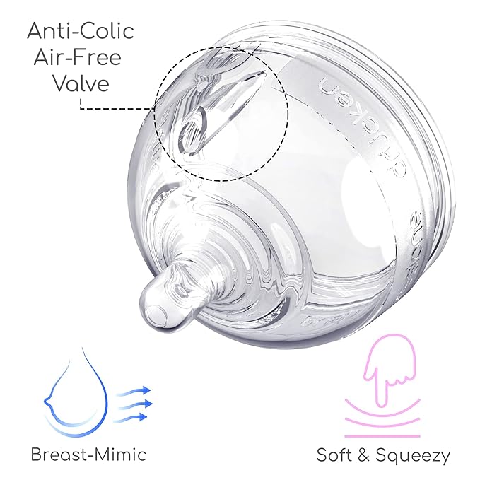 Breast-Mimic Anti-Colic & Air-Free Vent Nipples - Extra Flow (+6 Months / 4 Holes) / 3-Pack