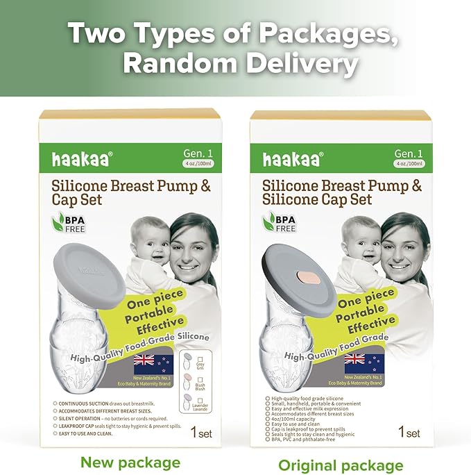 haakaa 100 ml Silicone Breast Pump with Lid, Transparent Manual Breast Pump, Healthy and Harmless, Save Every Drop of Breast Milk