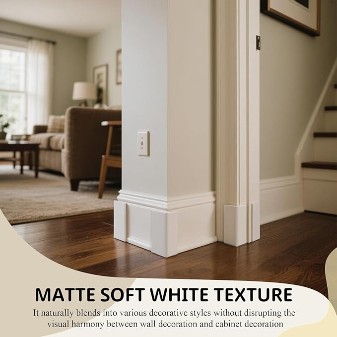 Pangda Baseboard Corners Blocks Self Adhesive Rubber Safety Corner Protectors Proofing Edge Guard Corner Cushion for Wall Furniture Edge(White,12 Pcs)