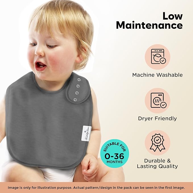 KiddyStar Drool Bibs for Babies – Organic, Unisex, Soft Absorbent Teething Bibs with Adjustable Snaps