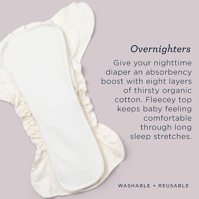 Esembly Stay-Dry and Nighttime Essentials Bundle | Stay-Dry Fleece Diaper Liners (12-Pack) and Overnighters (4-Pack)