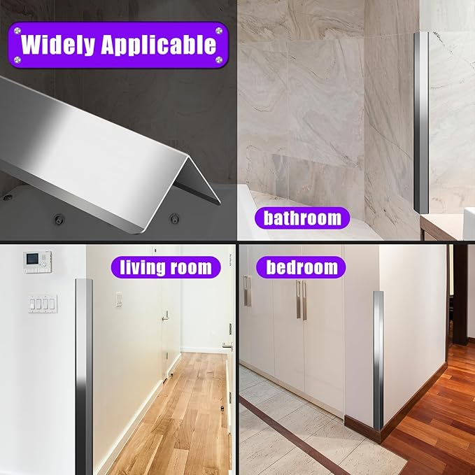 Stainless Steel Wall Corner Guard 2 x 2 x 48 inch 10 Pcs, Metal Wall Corner Protection Guards with 90-Degree Angle for Wall Protection and Decoration.