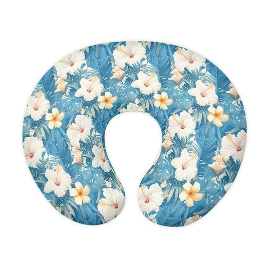 Hibiscus Flower Soft Nursing Pillow Cover Hawaii Style Tropical Floral Fits The Original Support Pillow for Breastfeeding and Bottle Feeding Blue Machine Washable