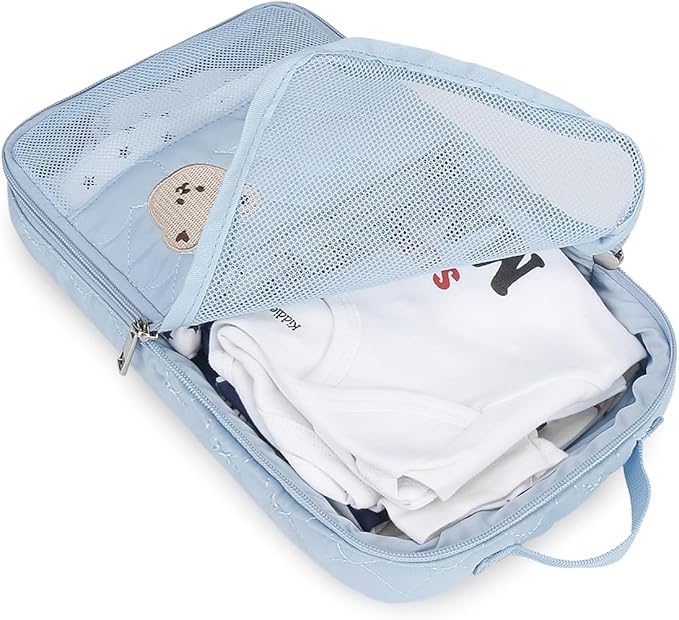 Baby Diaper Bag Organizer Pouches - 2 Pack Waterproof Pod Hanging Diaper Bag Cute Bear Mesh Bag Reusable, Washable or Baby Cloth Diapers (Pink&Blue)