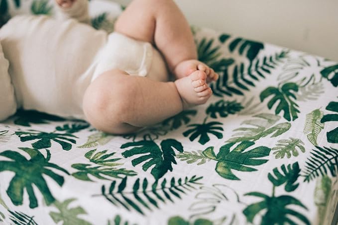 Little Unicorn Changing Pad Cover for Newborns & Infants | Soft & Breathable Muslin Fabric | Baby Diaper Changing Table Pad Cover (Tropical Leaf)