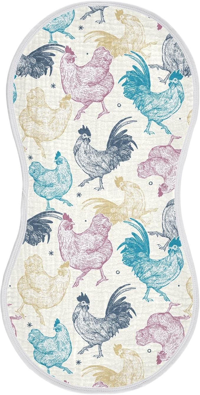 vvfelixl Burp Cloths Chicken Collection for Baby Boy Girls Baby Washcloths Burp Rags 1 Pack Beige